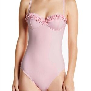 kate spade Pink Floral Trim One-Piece Swimsuit